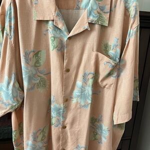 Tommy Bahama Peach and Blue Floral Shirt